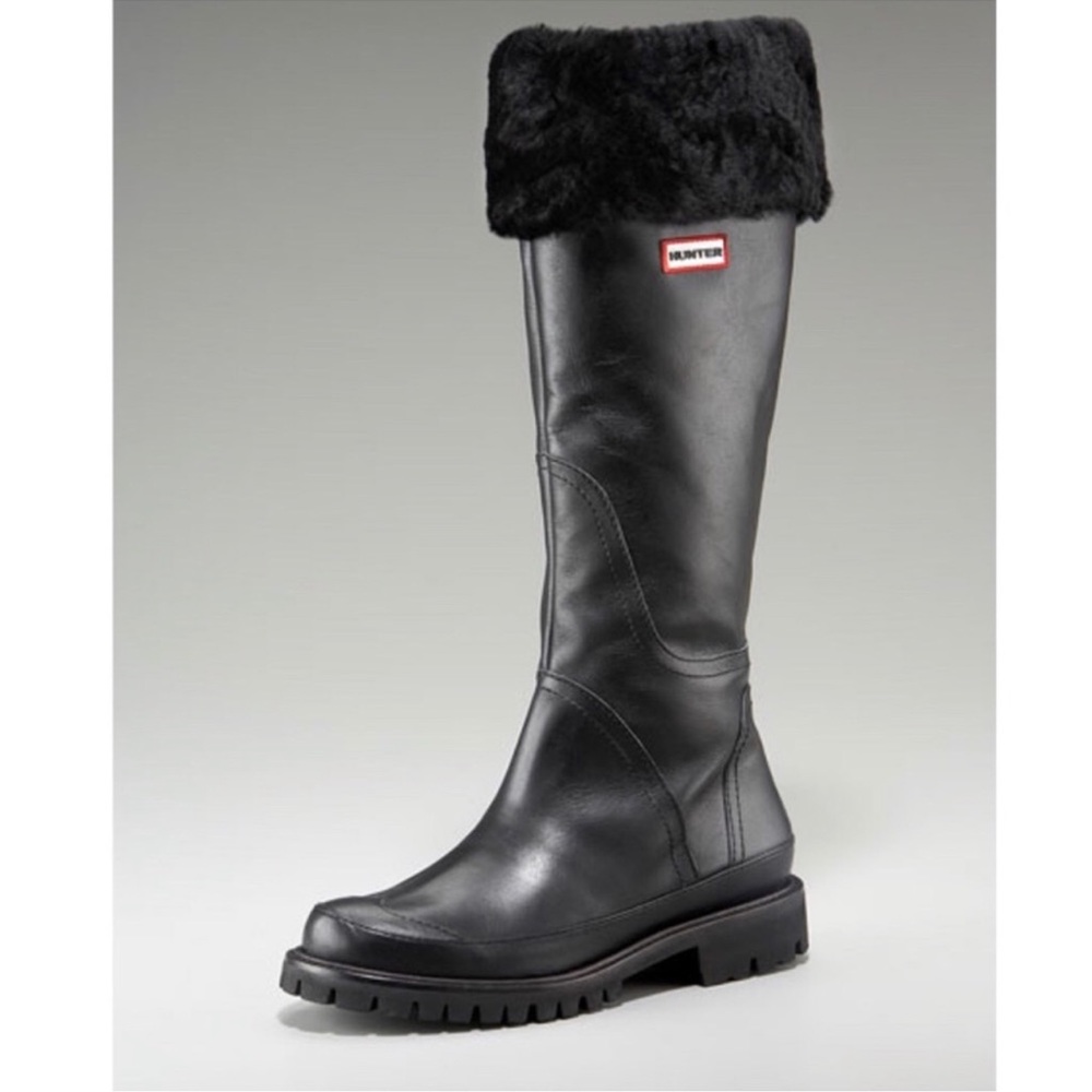 Hunter Steamboat Leather & Suede Shearling Boot Size 7.5